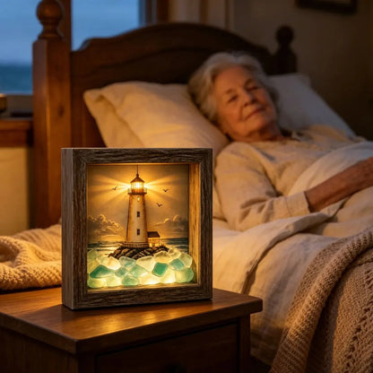 🎁Last Day 49% OFF 🔥💝Coastal Lighthouse Sea Glass Shadow Box Night Light