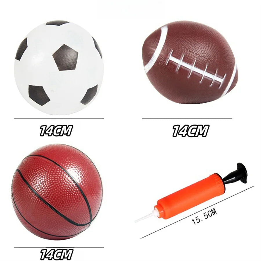 3-piece set: Basketball, Football, Rugby & Pump – Outdoor Beach & Indoor Ball Sports Game Water Toy