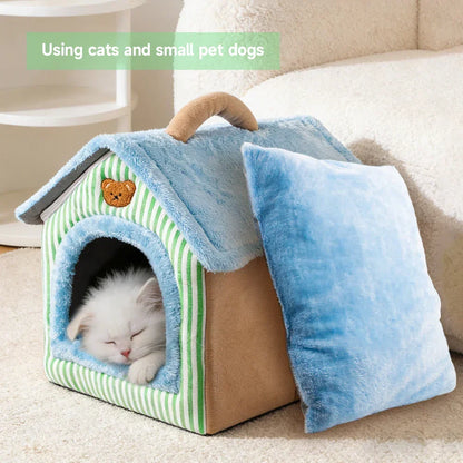 Foldable Pet House Removable Washable Cat House Puppy Cave Sofa Pet Bed House for Extra Small Dogs and Small and Medium Cats