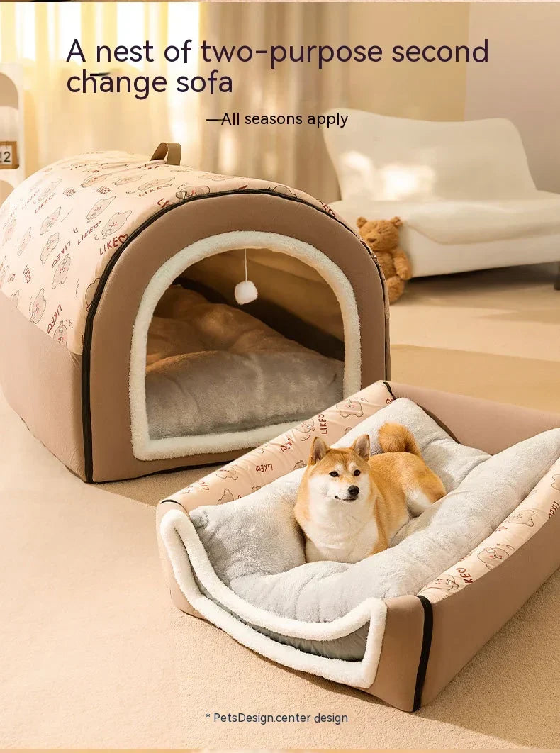 Big Dog Nest Winter Warm Dog House Removable and Washable Dog Bed Seasonal Large Dog House Type Pet Sleeping Supplies, Cat Nest