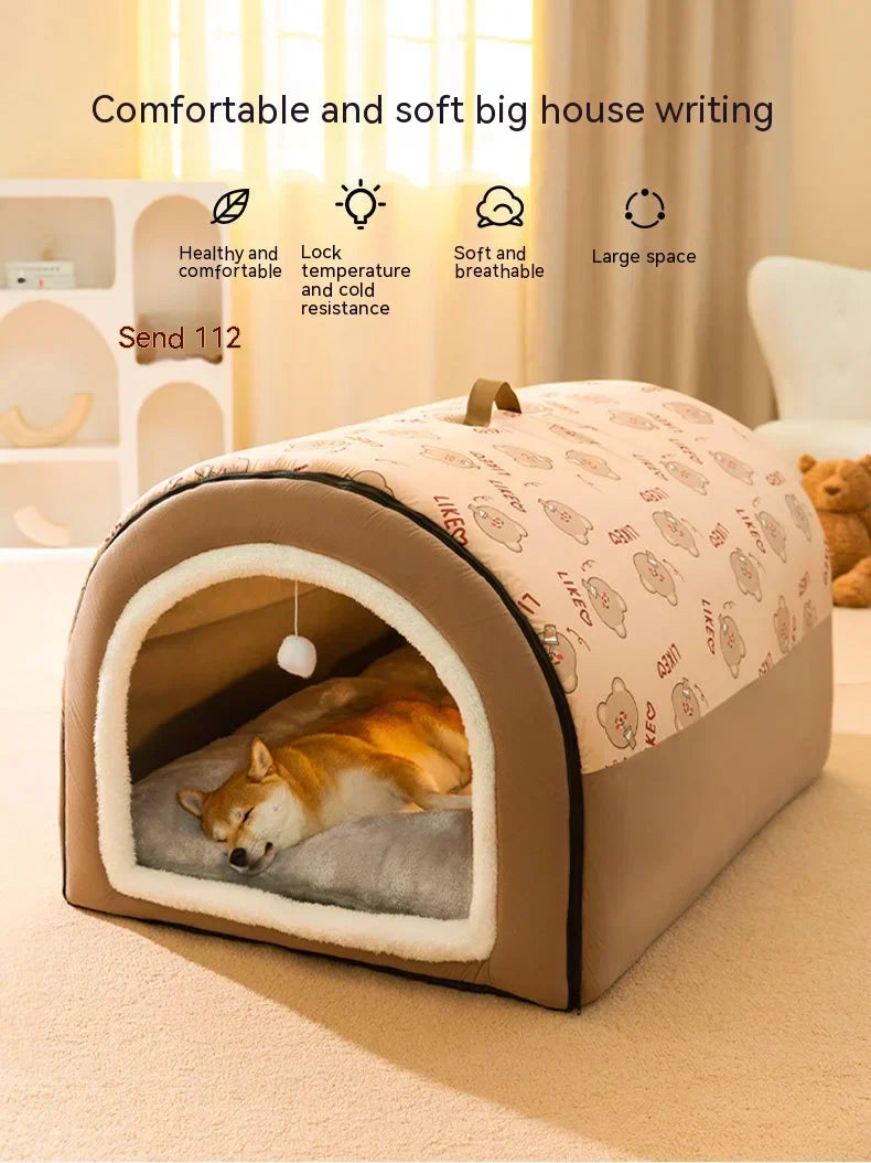 Big Dog Nest Winter Warm Dog House Removable and Washable Dog Bed Seasonal Large Dog House Type Pet Sleeping Supplies, Cat Nest