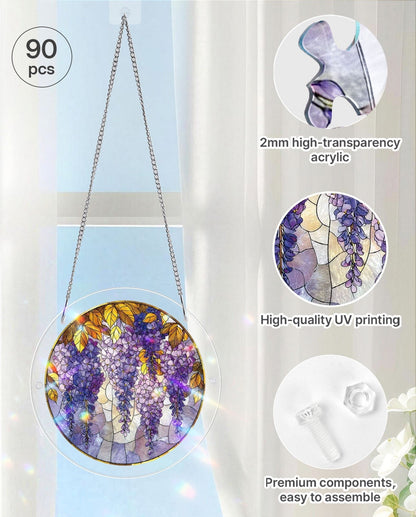 Acrylic Jigsaw Puzzle Suncatcher - Wisteria in Glasslight