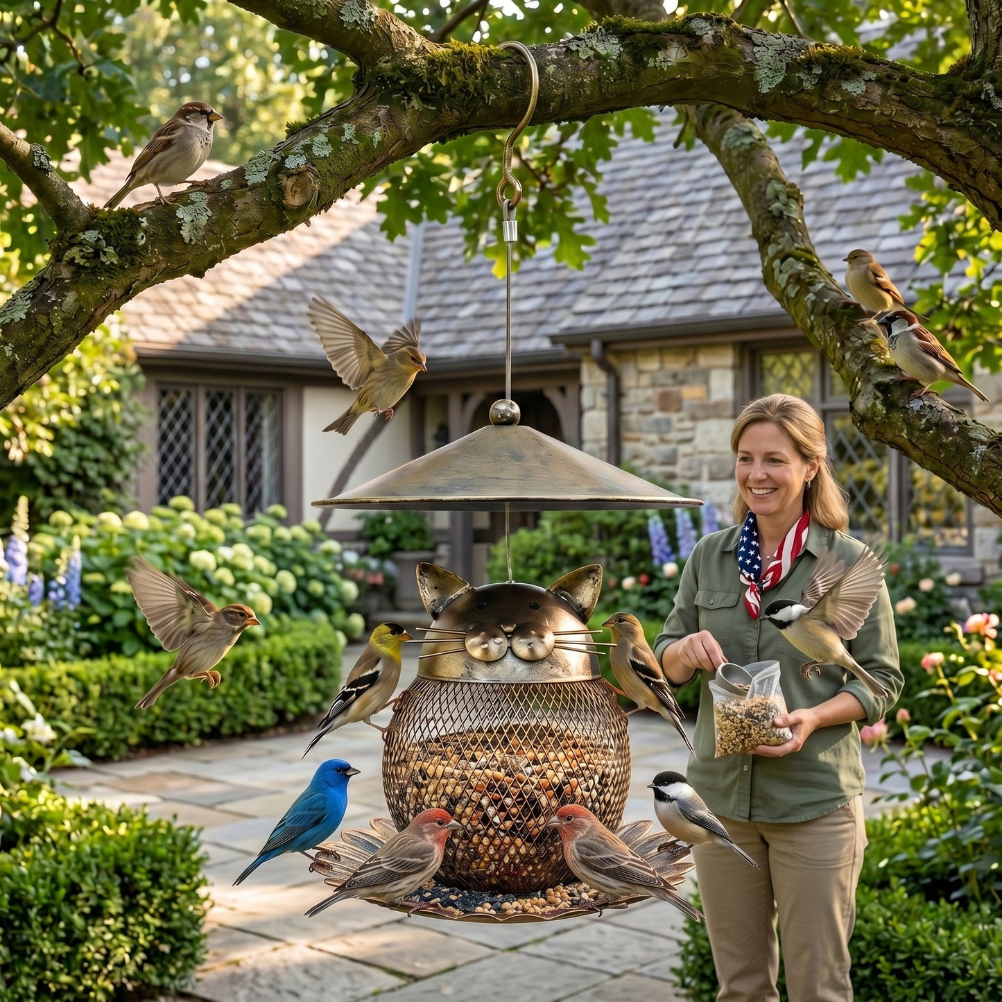 🔥Limited Time 50% OFF🐱Vintage Metal Animal Bird Feeder | Owl & Cat Hanging Wild Bird Feeders