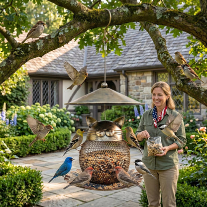 🔥Limited Time 50% OFF🐱Vintage Metal Animal Bird Feeder | Owl & Cat Hanging Wild Bird Feeders
